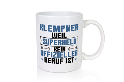 Superheld Klempner | Beruf klempnern lustig Arbeit Kollegen Büro Geschenk Tasse