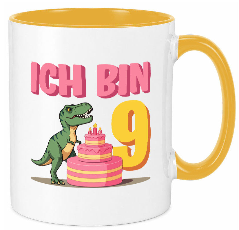 9 Geburtstag | Jahre Dinosaurier mit Kuchen Geschenk Geschenkidee lustiger Tasse