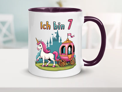 7. Geburtstag | Prinzessin in Kutsche Einhorn lustiger Spruch Geschenk