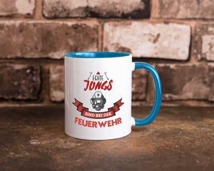 Echte Jungs sind bei der Feuerwehr | Feuerwehrmann lustiger Spruch Geschenk Tasse