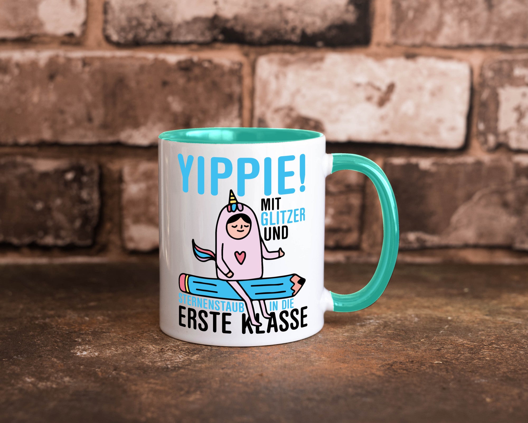 Mit Glitzer und Sternenstaub | Einschulung Einhorn lustiger Spruch Geschenk
