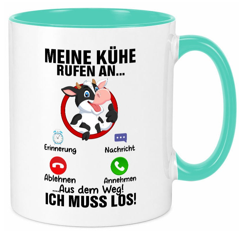 Meine Kühe rufen an | Landwirt Kuh Bauernhof Geschenk Humor Geschenkidee Tasse
