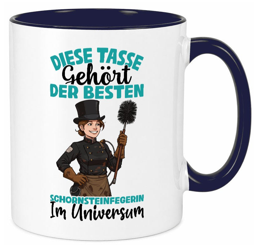 Im Universum: Schornsteinfegerin | Kaminkehrer lustiger Spruch Geschenk Humor Tasse