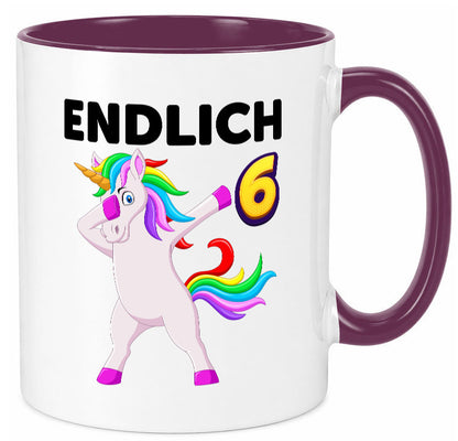 6. Geburtstag | endlich 6 Jahre Einhorn Mädchen Geschenkidee Humor Tasse