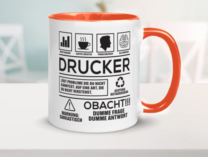Achtung Probleme Drucker | Druckerei Print Medien Humor Geschenkidee Tasse