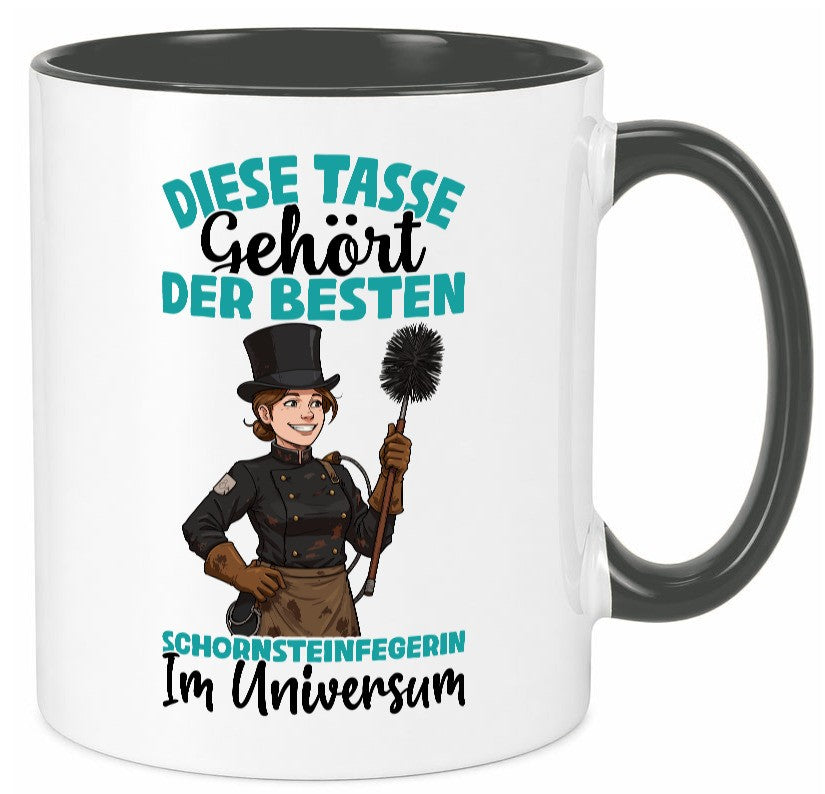 Im Universum: Schornsteinfegerin | Kaminkehrer lustiger Spruch Geschenk Humor Tasse