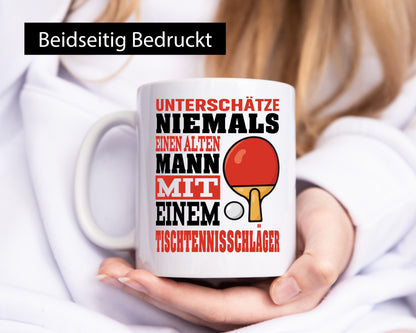 Unterschätze keinen alten mann | Tischtennisschläger lustig Humor Geschenkidee