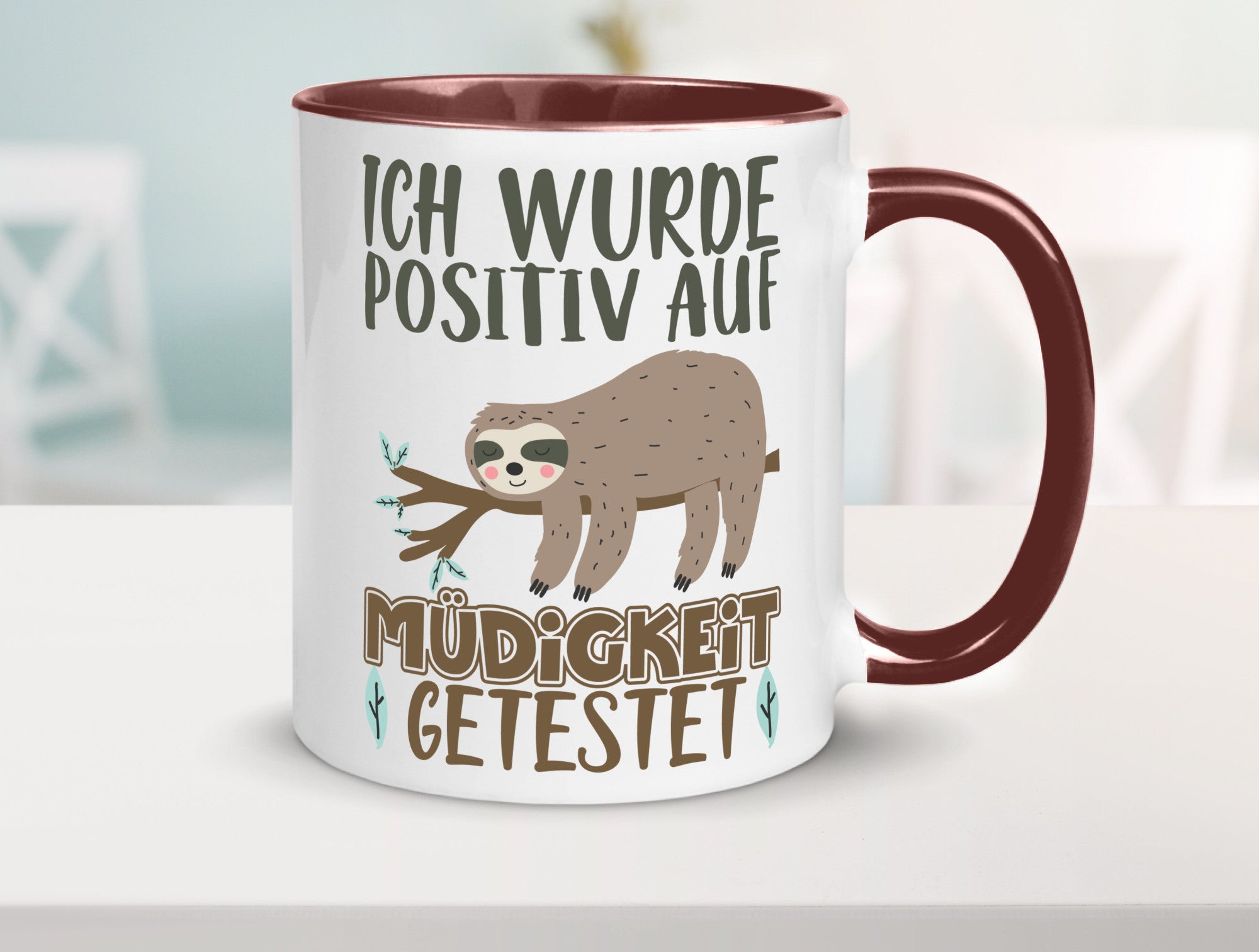 Positiv auf Müde getestet lustiger Spruch Geschenk Humor Geschenkidee Tasse