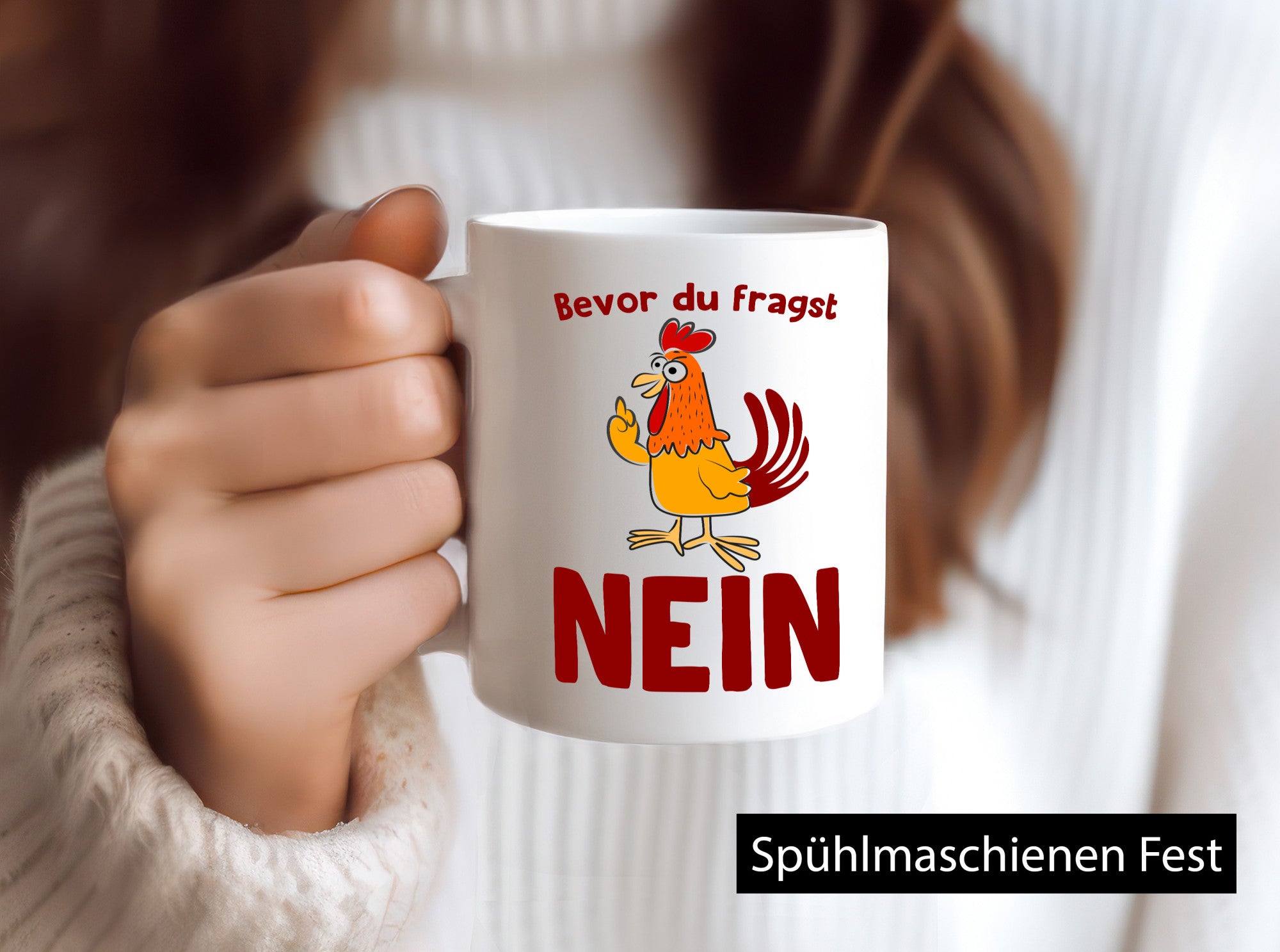 Bevor du fragst, NEIN | Huhn Bauer lustiger Spruch Geschenk Humor Geschenkidee