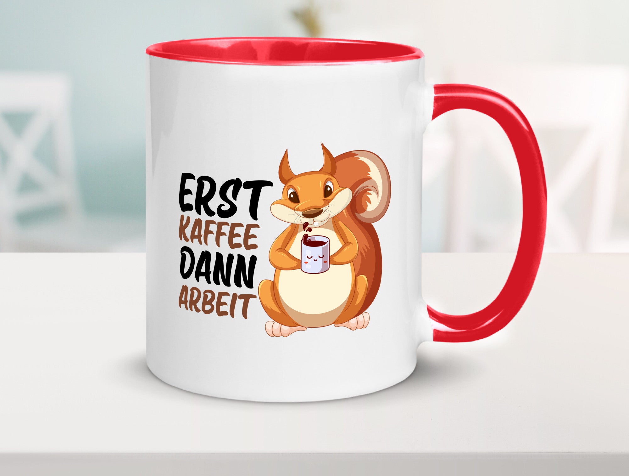 Erst Kaffee dann Arbeit | Büro Eichhörnchen Kaffeefreund Humor Kollegen