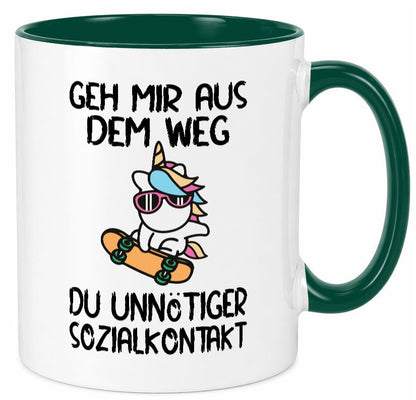 Aus dem Weg, Sozialkontakt | Einhorn Skateboard Geschenk Humor Geschenkidee Tasse
