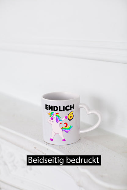 6. Geburtstag | endlich 6 Jahre Einhorn Mädchen Geschenkidee Humor Tasse