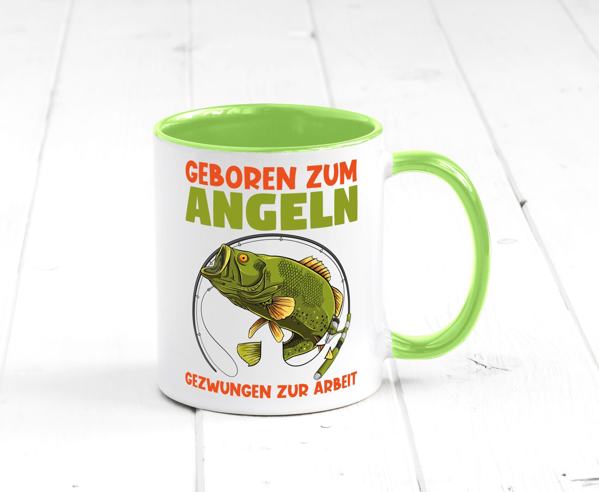 Geboren zum Angeln | Angler Tasse Fischer Spruch Humor Geschenkidee