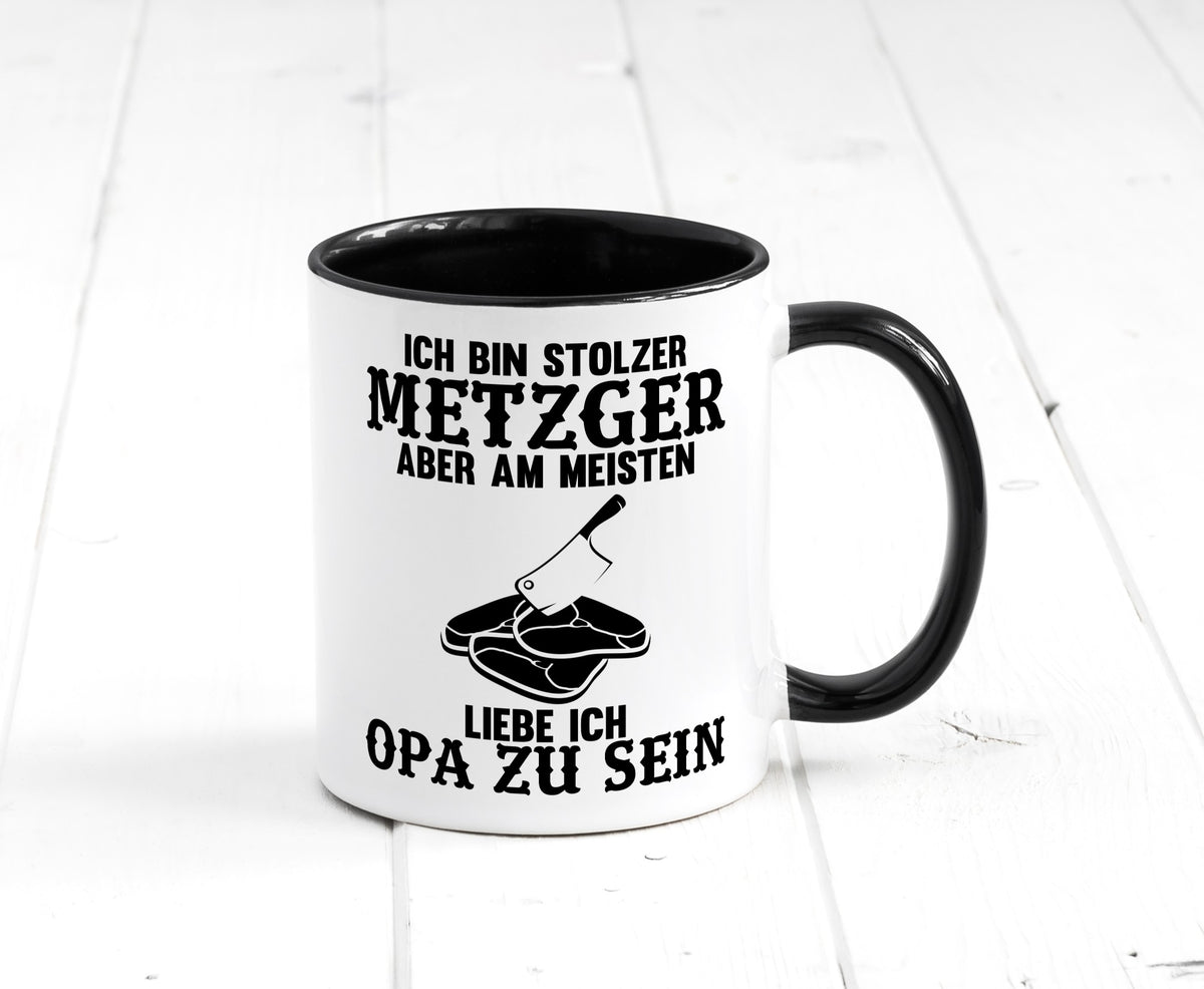 Stolzer Metzger, liebe es Opa zu sein | Fleisch Hackebeil lustiger Spruch Tasse