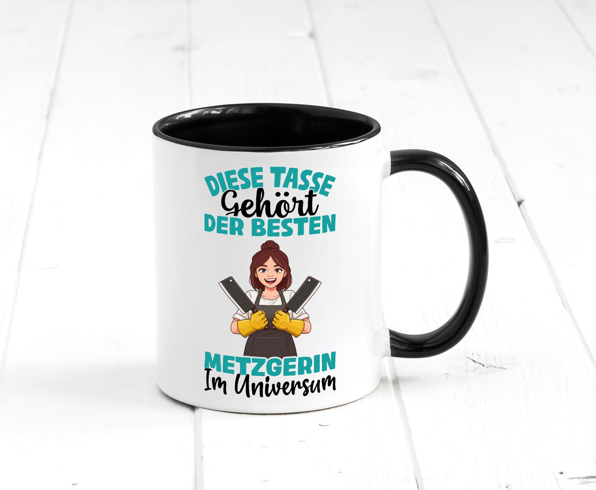 Im Universum: Metzgerin | Fleischerin Geschenk Humor Geschenkidee lustiger Tasse