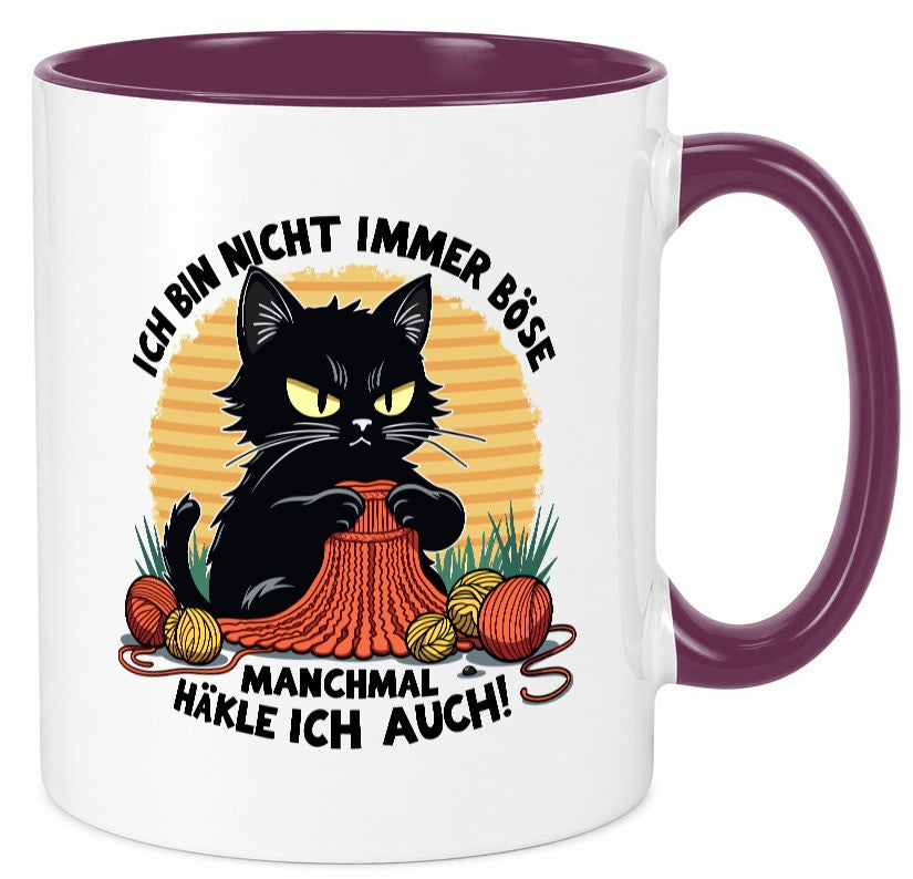 Manchmal Häkle ich auch | Schwarze Katze Häkeln lustig Tierliebhaber Humor Tasse