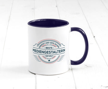 Geprüft und sicher: Mediengestalterin | Medien lustiger Spruch Geschenk Humor