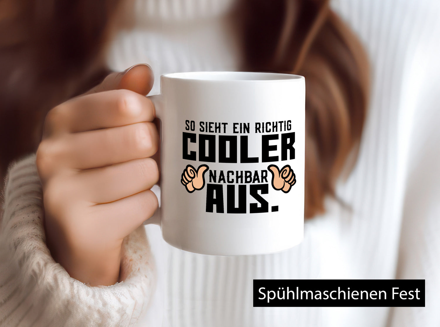 Richtig cooler Nachbar | Nachbarin Daumen hoch Spruch Geschenk Humor