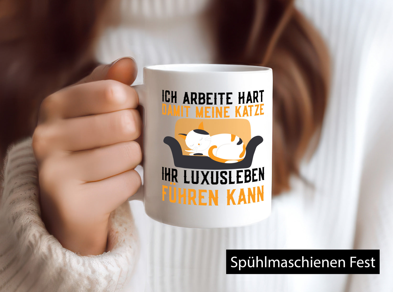 Ich arbeite hart | Luxusleben Humor Katzenliebhaber Geschenkidee Arbeit