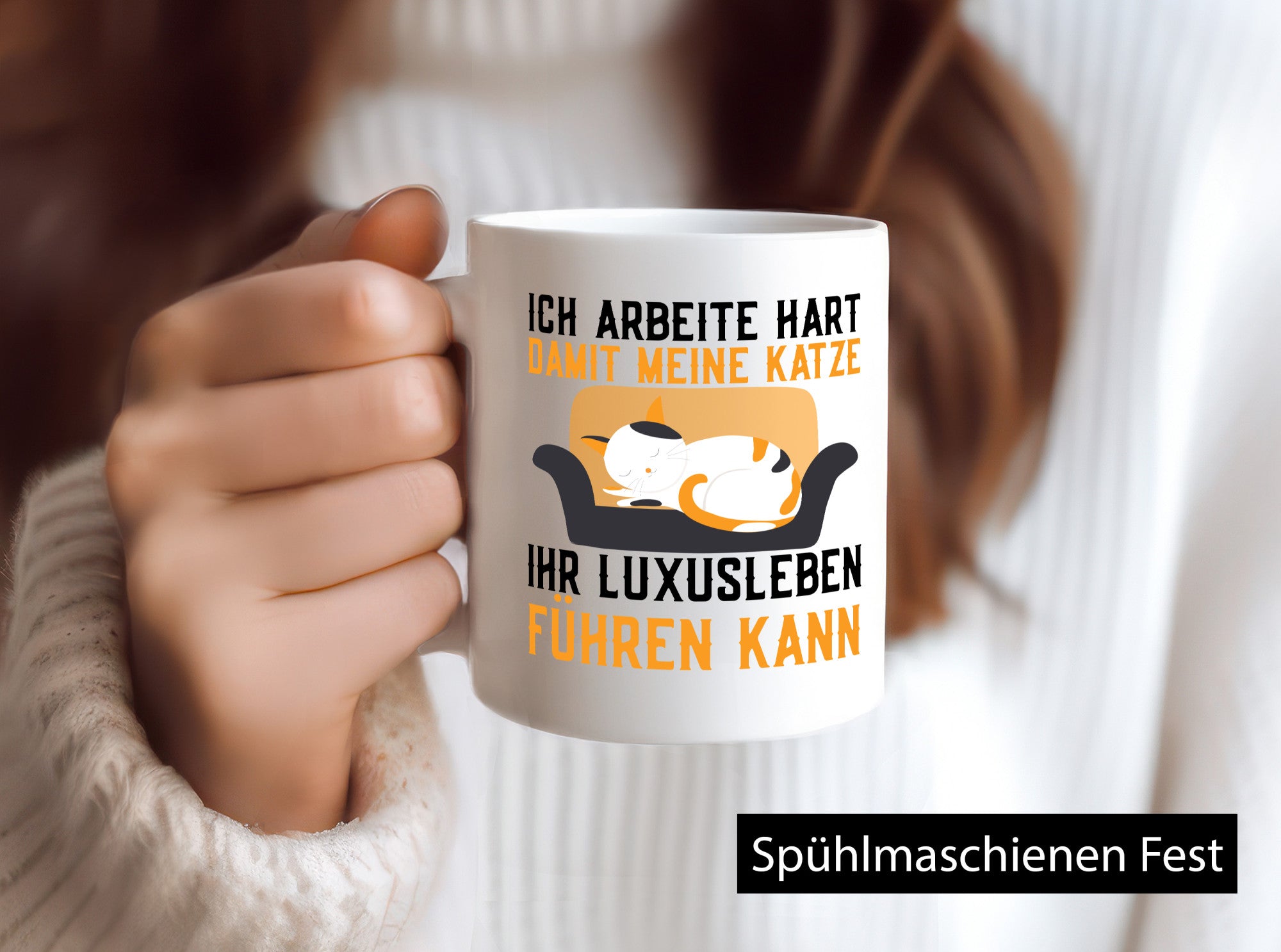 Ich arbeite hart | Luxusleben Humor Katzenliebhaber Geschenkidee Arbeit