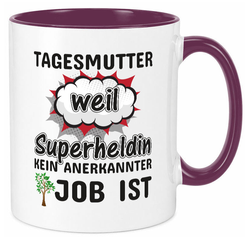 Tagesmutter Superheldin | Beruf Tasse Kinderzeichnung Geschenkidee Familie Humor