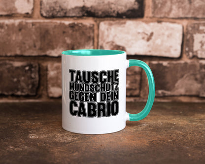 Tausche Mundschutz gegen Cabrio| | Cabrio Geschenkidee Humor Tasse