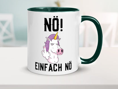 Einfach Nö | Keinen Bock Einhorn Mittelfinger Comic Geschenkidee Humor Tasse