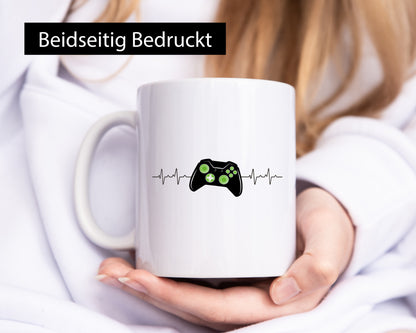 Controller Herzschlag | Heartbeat Gamer lustig Humor Geschenkidee Geschenk Tasse