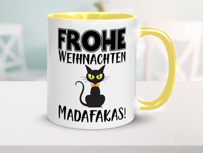 Frohe Weihnachten Madafakas! | Katze Tasse Vintage lustiger Spruch Geschenk