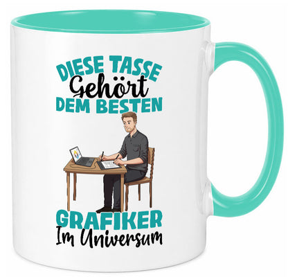 Im Universum: Grafiker | Grafik Design lustiger Spruch Geschenk Humor Tasse