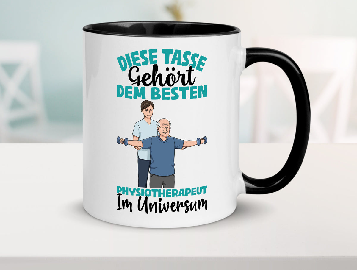 Im Universum: Physiotherapeut Geschenkidee Humor Tasse