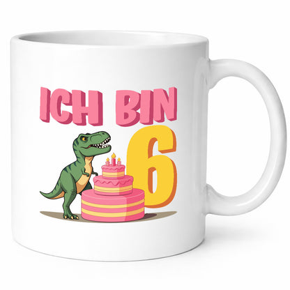 6 Geburtstag | Jahre Dinosaurier mit Kuchen Geschenkidee Humor Tasse