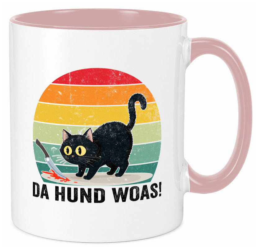 Da Hund woas | Retro Böse Katze mit messer Humor Tierliebhaber Geschenkidee Tasse
