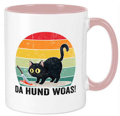 Da Hund woas | Retro Böse Katze mit messer Humor Tierliebhaber Geschenkidee Tasse