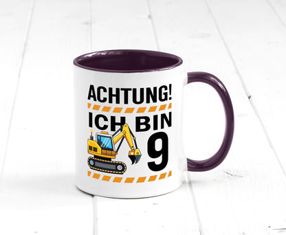 9 Geburtstag Ich bin | Bagger Junge lustiger Spruch Geschenk Geschenkidee Tasse