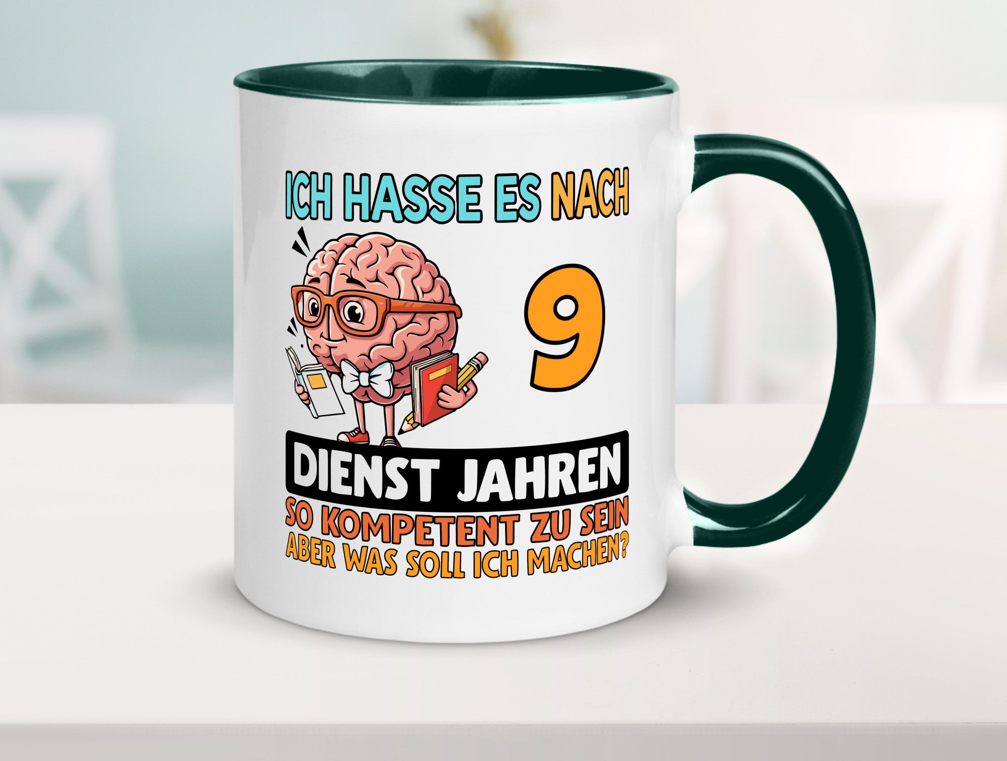 9 Dienstjahre | Arbeit Kompetent Humor Kollegen Büro Geschenkidee Tasse