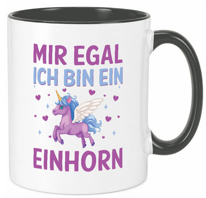 Mir egal, ich bin ein Einhorn| Herzen Geschenkidee Humor Tasse