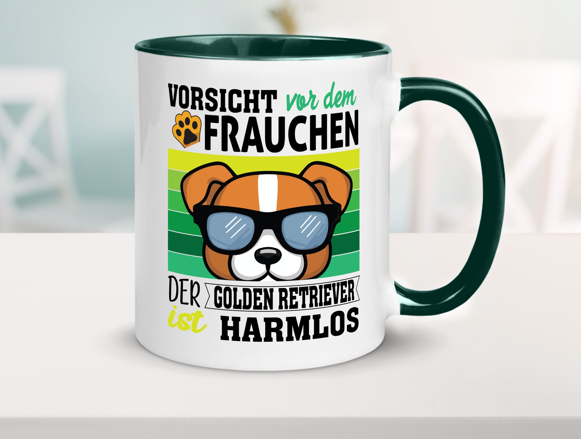 Vorsicht vor dem Frauchen Golden Retriever ist Harmlos lustiger Spruch Geschenk