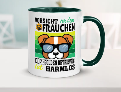 Vorsicht vor dem Frauchen Golden Retriever ist Harmlos lustiger Spruch Geschenk