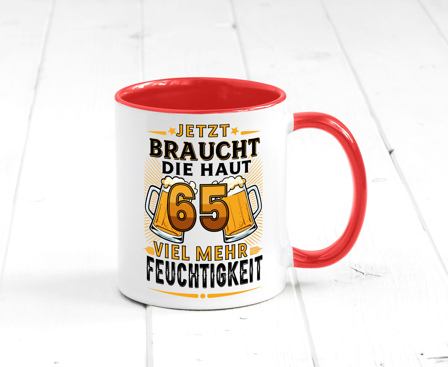 65 braucht die haut mehr Feuchtigkeit | 65. Geburtstag Humor Geschenkidee Tasse