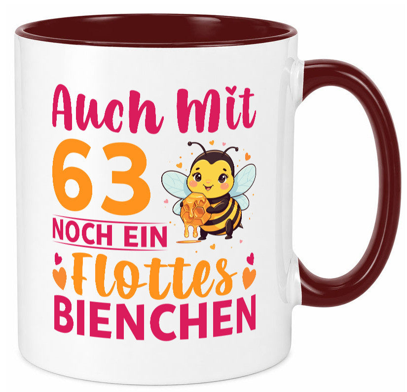 63. Geburtstag | Flottes Bienchen 63 Jahre lustiger Spruch Geschenk Tasse