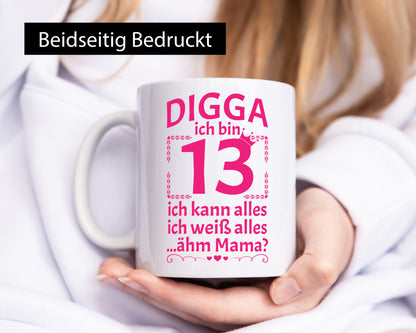 Ich bin 13 | Geburtstag kann und weiß alles Herzchen Geschenkidee Humor Tasse