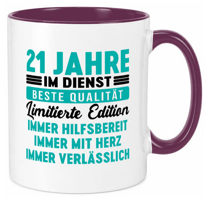 21 Jahre im Dienst | Jubiläum Arbeit v5 lustig Kollegen Büro Geschenk Tasse