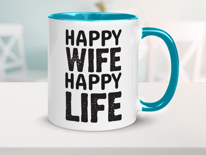 Happy Wife | Ehemann Tasse Ehefrau Humor Statement Geschenkidee