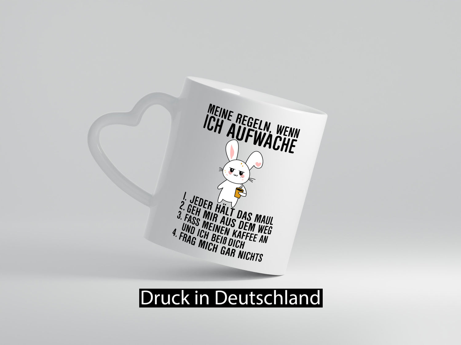 Regeln wenn ich aufwache | Morgenmuffel Hase Kaffee Geschenk Humor Geschenkidee