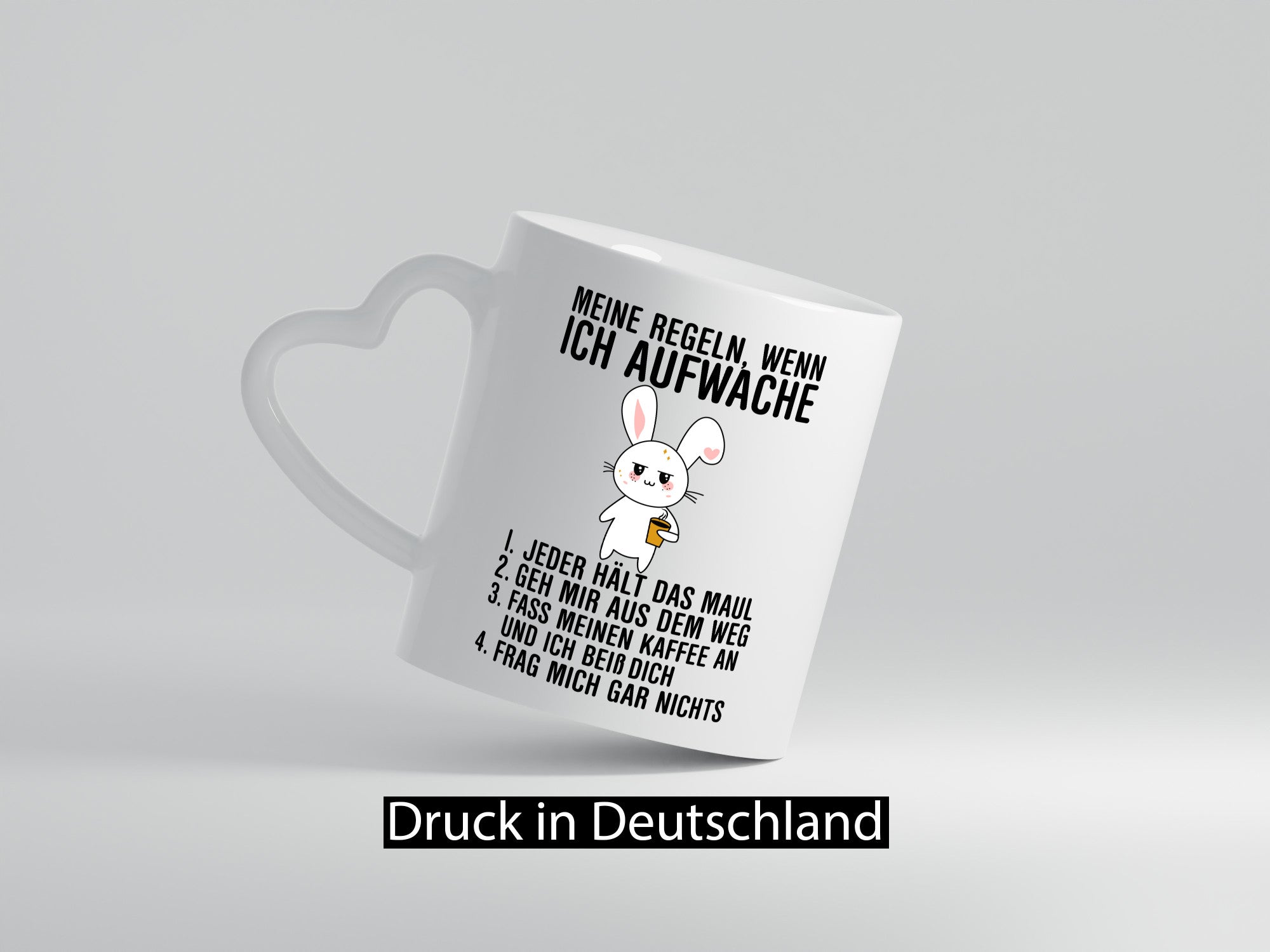 Regeln wenn ich aufwache | Morgenmuffel Hase Kaffee Geschenk Humor Geschenkidee