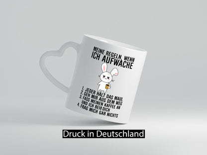 Regeln wenn ich aufwache | Morgenmuffel Hase Kaffee Geschenk Humor Geschenkidee
