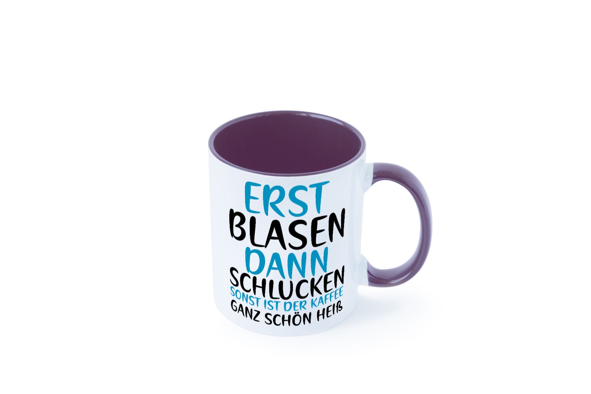 Erst Blasen dann Schlucken | kecker Spruch Lippenstift Geschenkidee Humor Tasse
