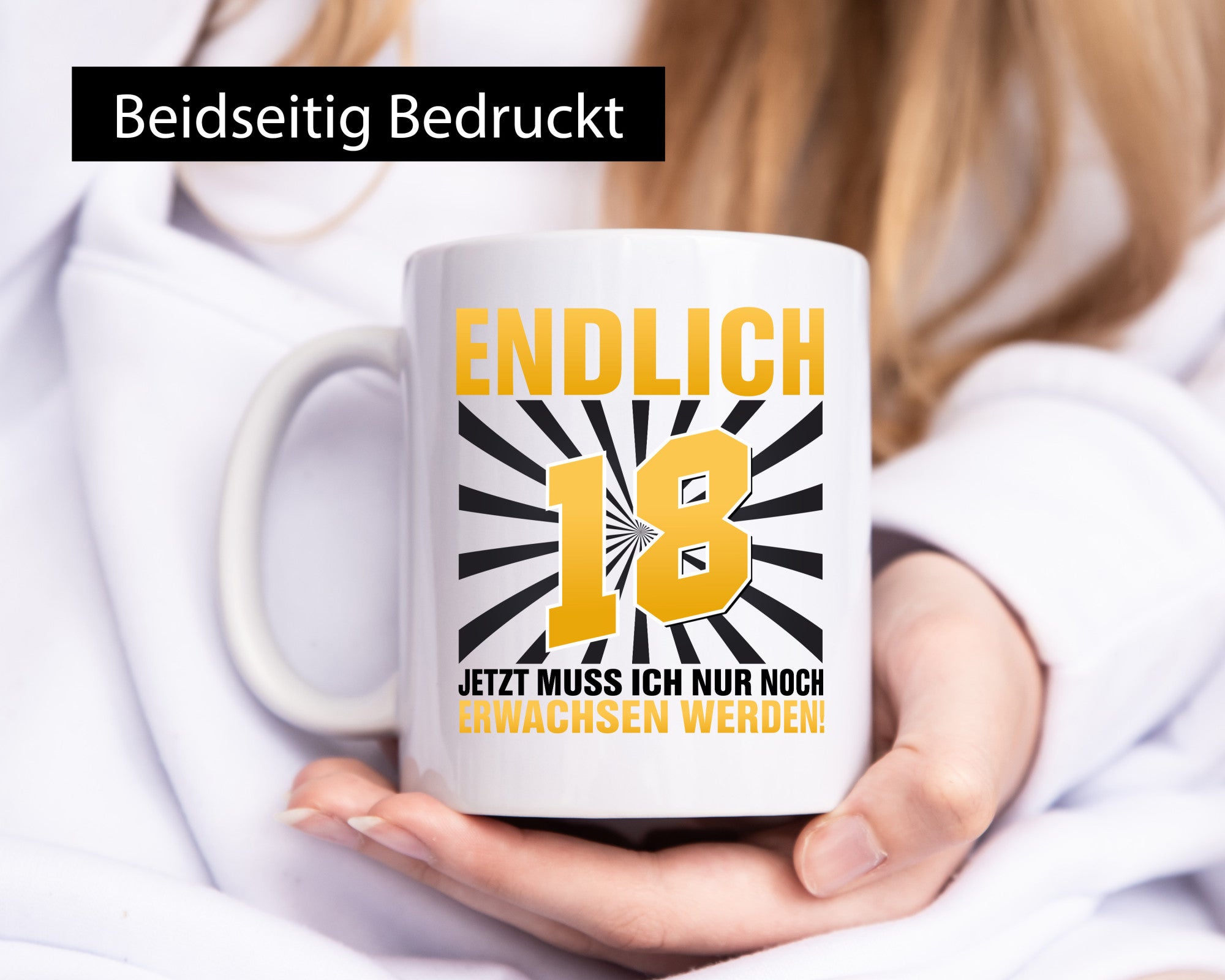 Endlich 18 Geschenkidee Humor Tasse