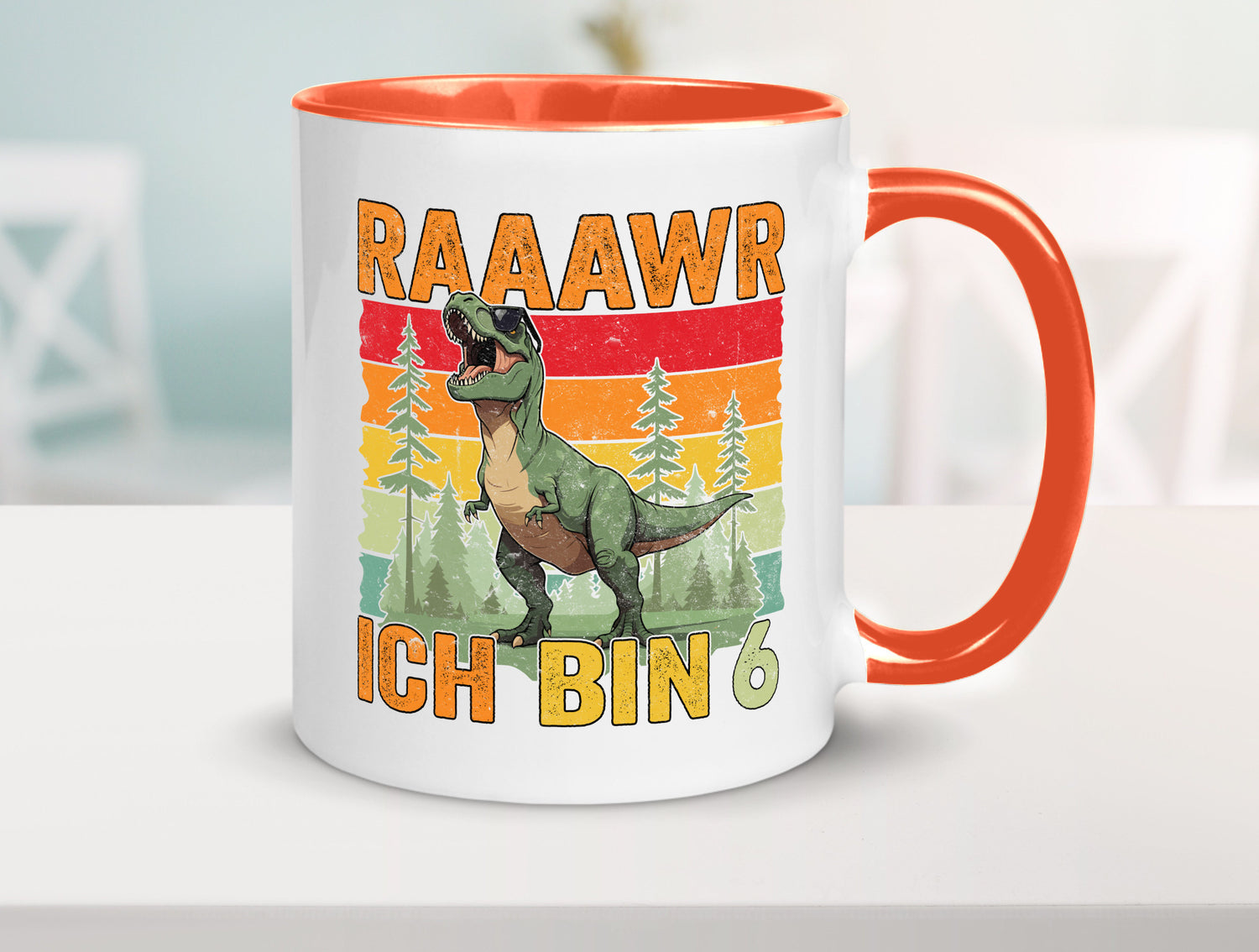 6. Geburtstag | 6 Jahre rarrrr ich bin Dinosaurier Humor Geschenkidee Tasse
